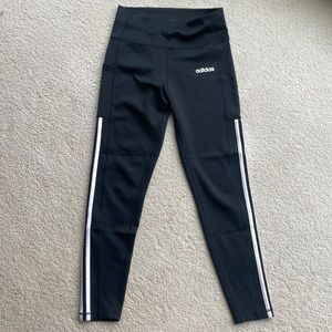Adidas Leggings with Stripes on sides.